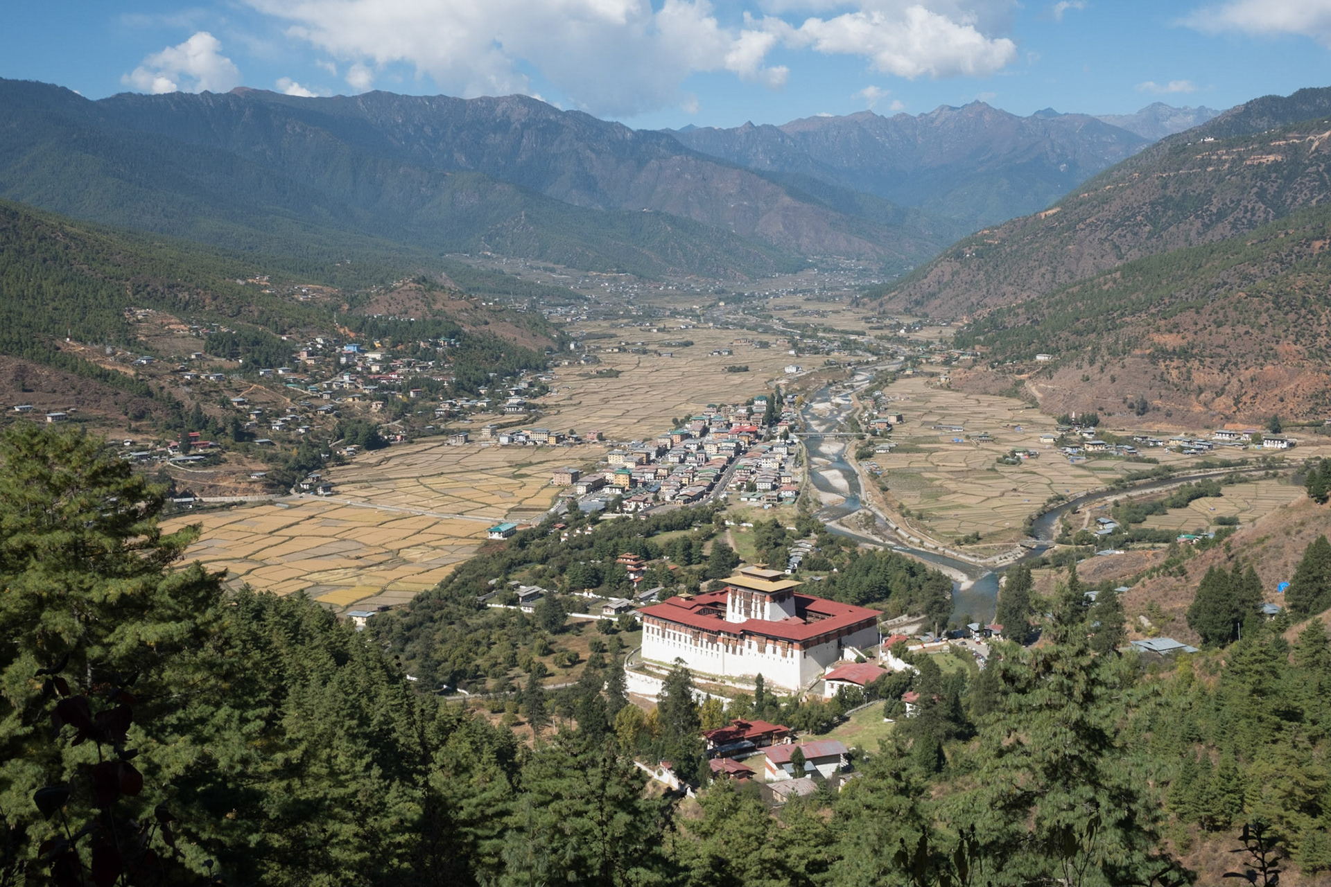 Paro Dzong and valley