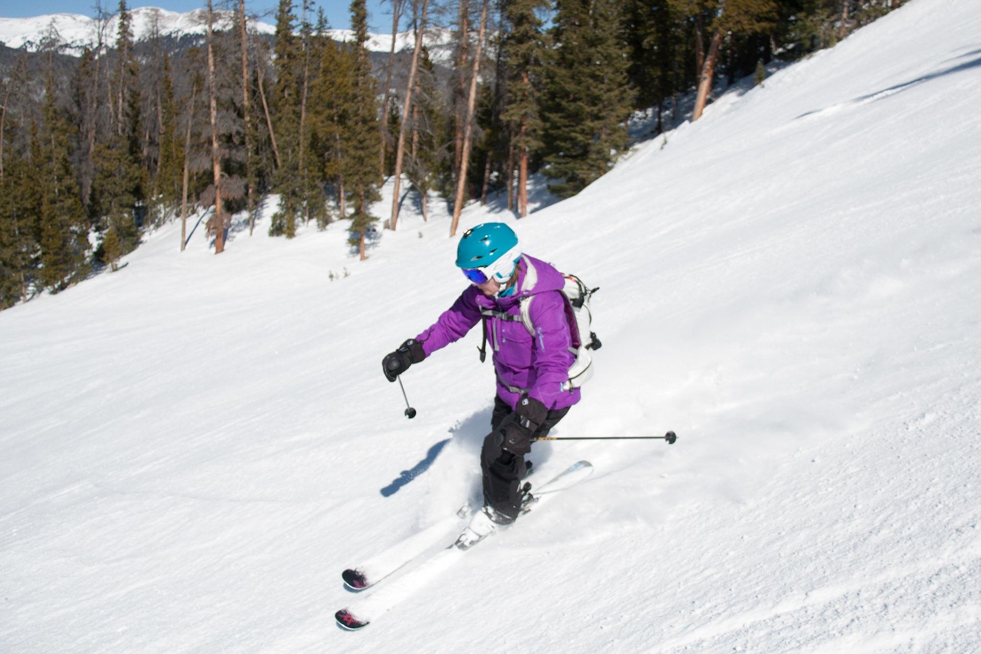 Sue skiing