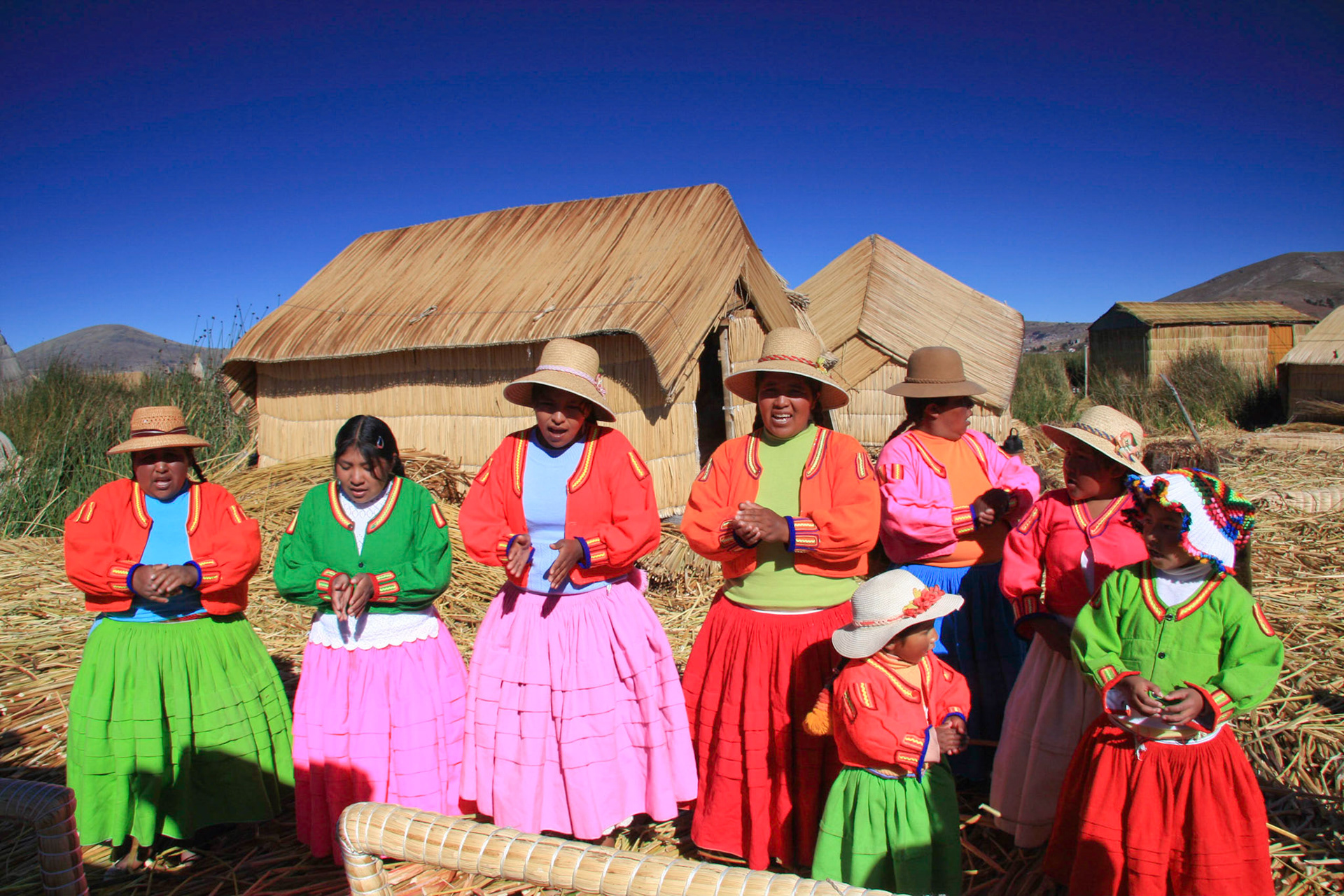 Los Uros islanders saying goodbye