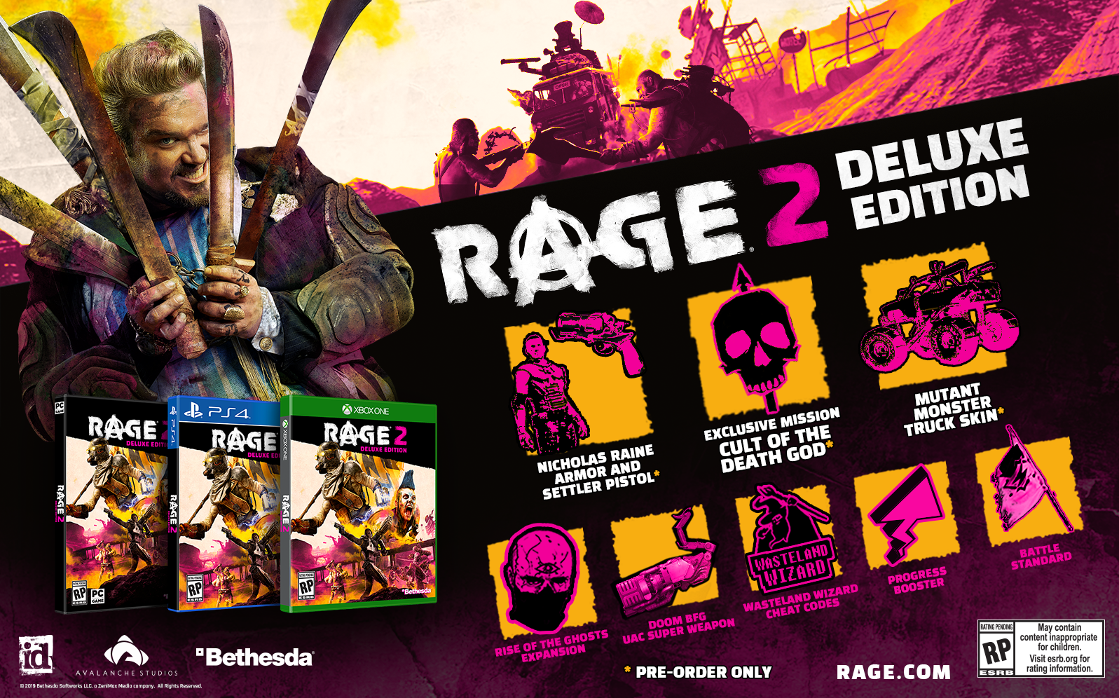 RAGE 2 Deluxe Edition advertisement for web and print