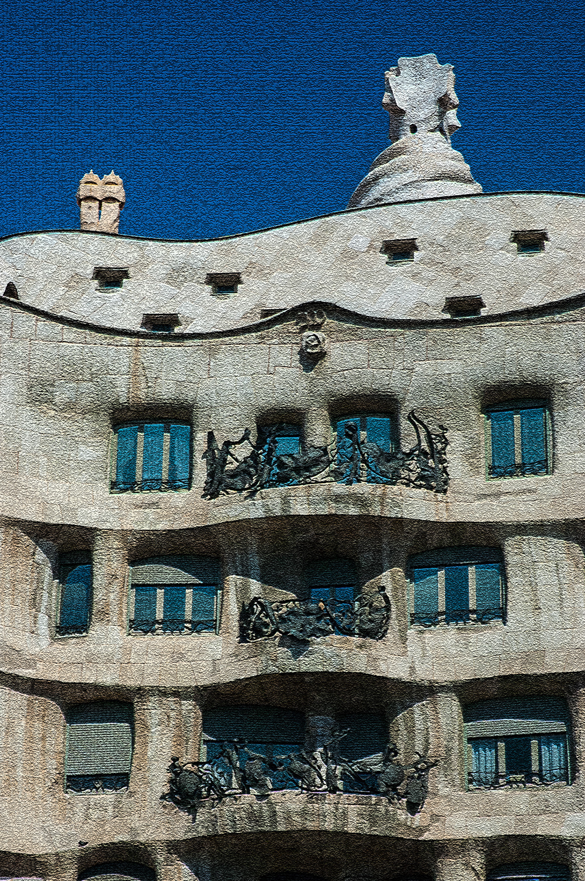 Gaudi in Craquelure. Barcelona, Spain. ©2010, Corey Sandler
