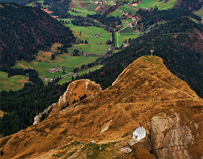 Church and cross at top of Mt. Pilatus, Switzerland; UA-92916515-1