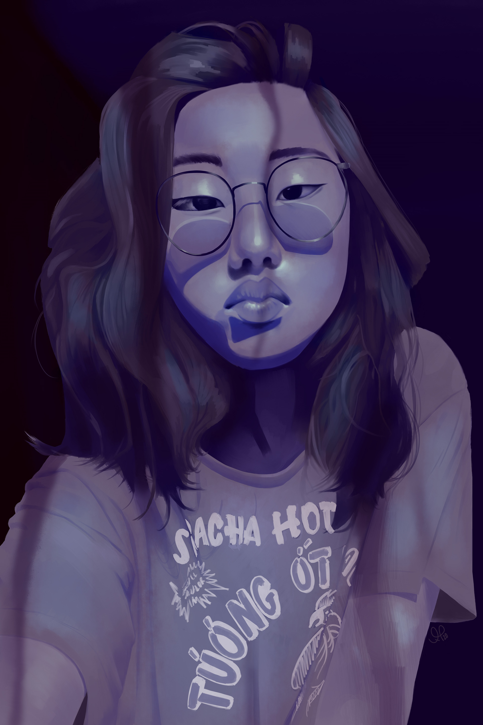 Alejandra Pinzon, blue stained window, Digital Art, Brecksville Broadview Hts High School, Educator: Mary Shaffer, Grade 12,  Honorable Mention