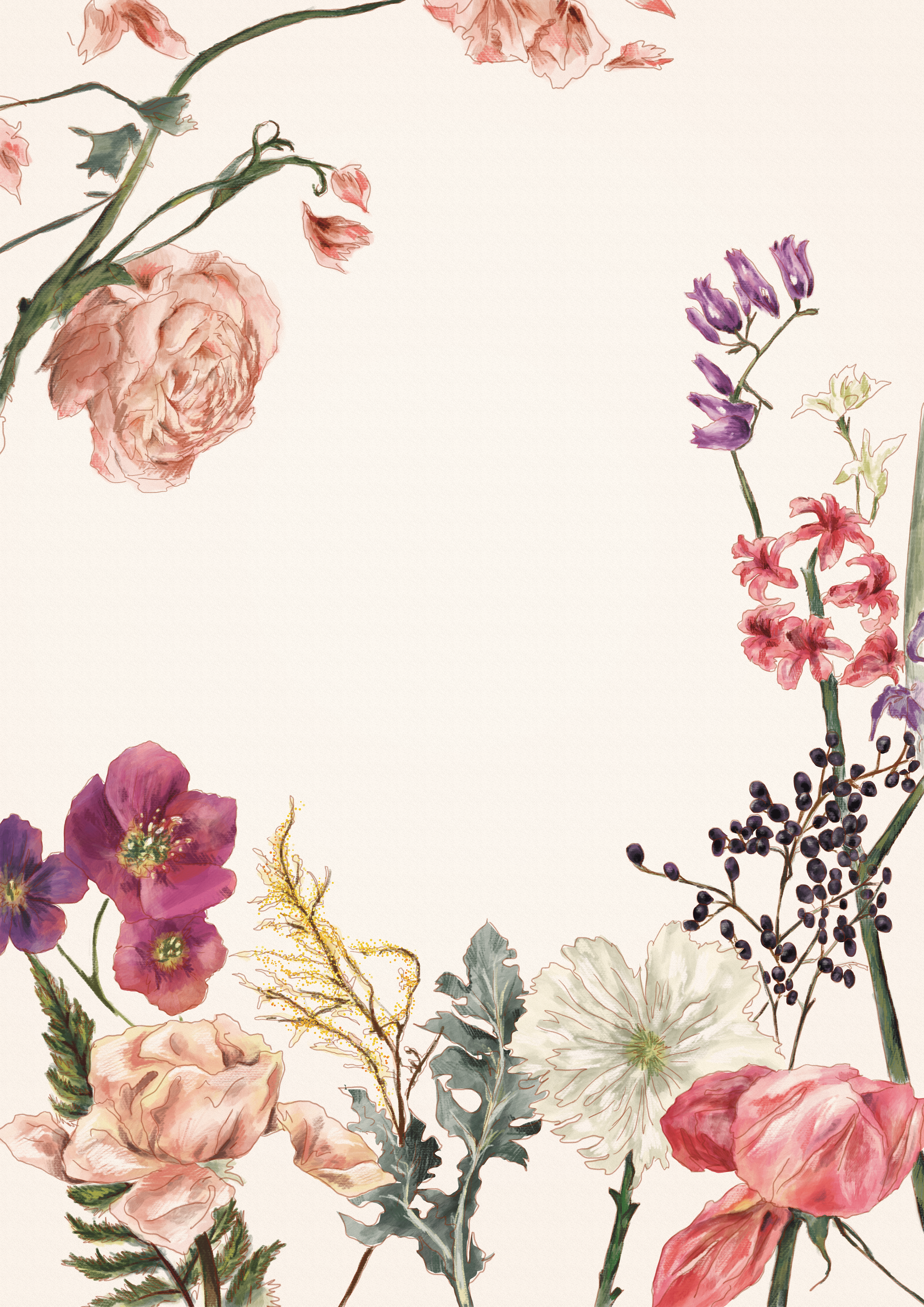 미라 신 flower illustrations for poster