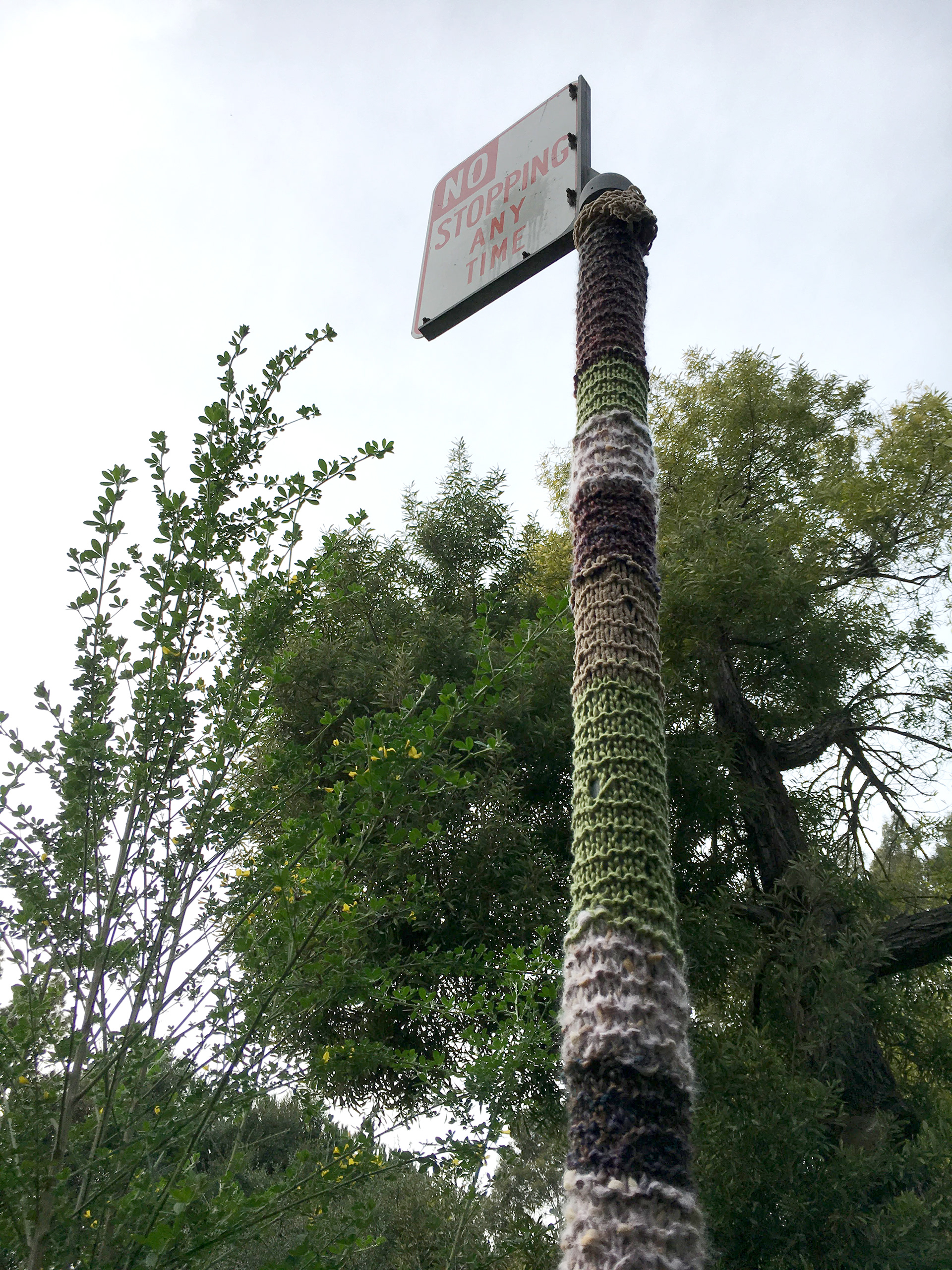 Street Sign with knitted cozy
