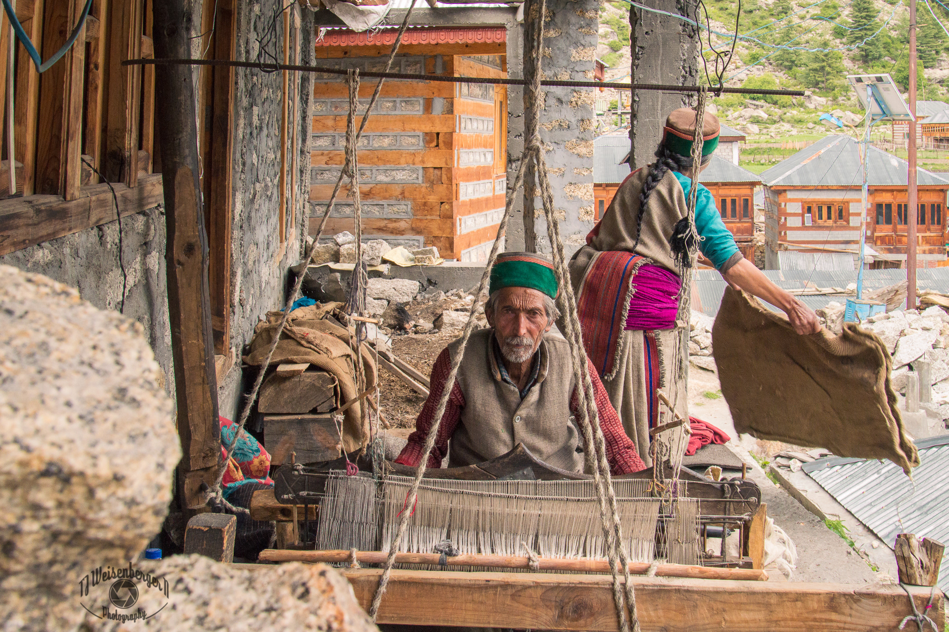 Himalayan Rug Maker - Chitkul Sangla, Spiti Valley, India; Asia; Himachal Pradesh; India; Mountain; People; Rural Scene; Spiti; Spiti Valley; Sunny; Tourism; Travel; Travel Destinations; Village; rug maker; rural; tradesman; villager; Indian; T.J.; TJ; Weiseberger