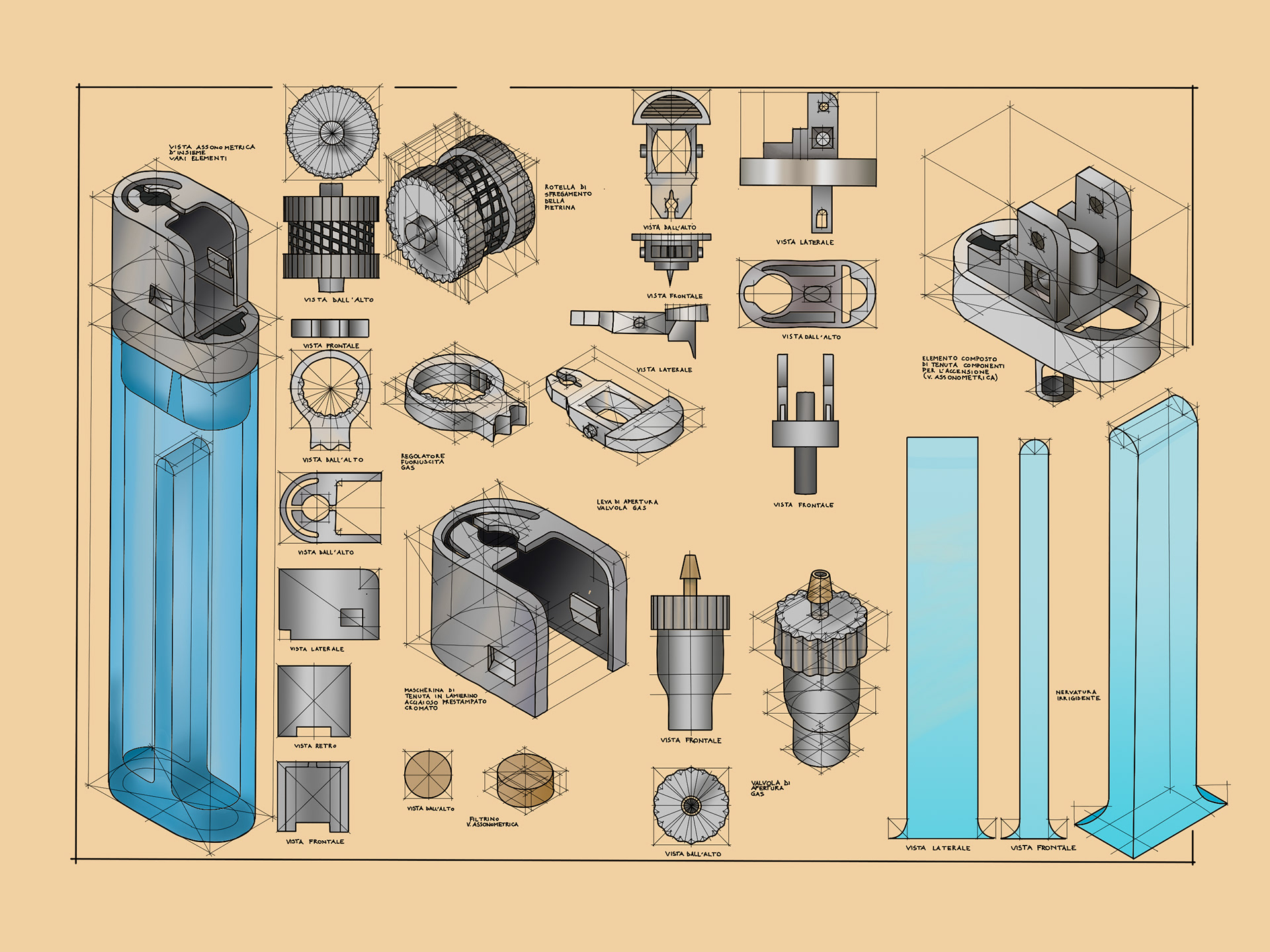 Disassembled lighter