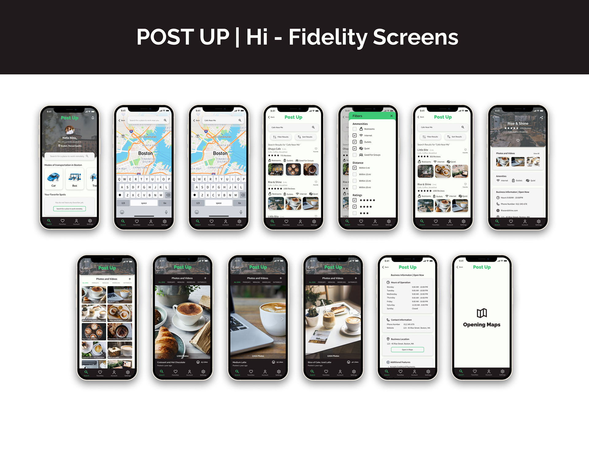 Hi - Fidelity Screens of the Post UP App