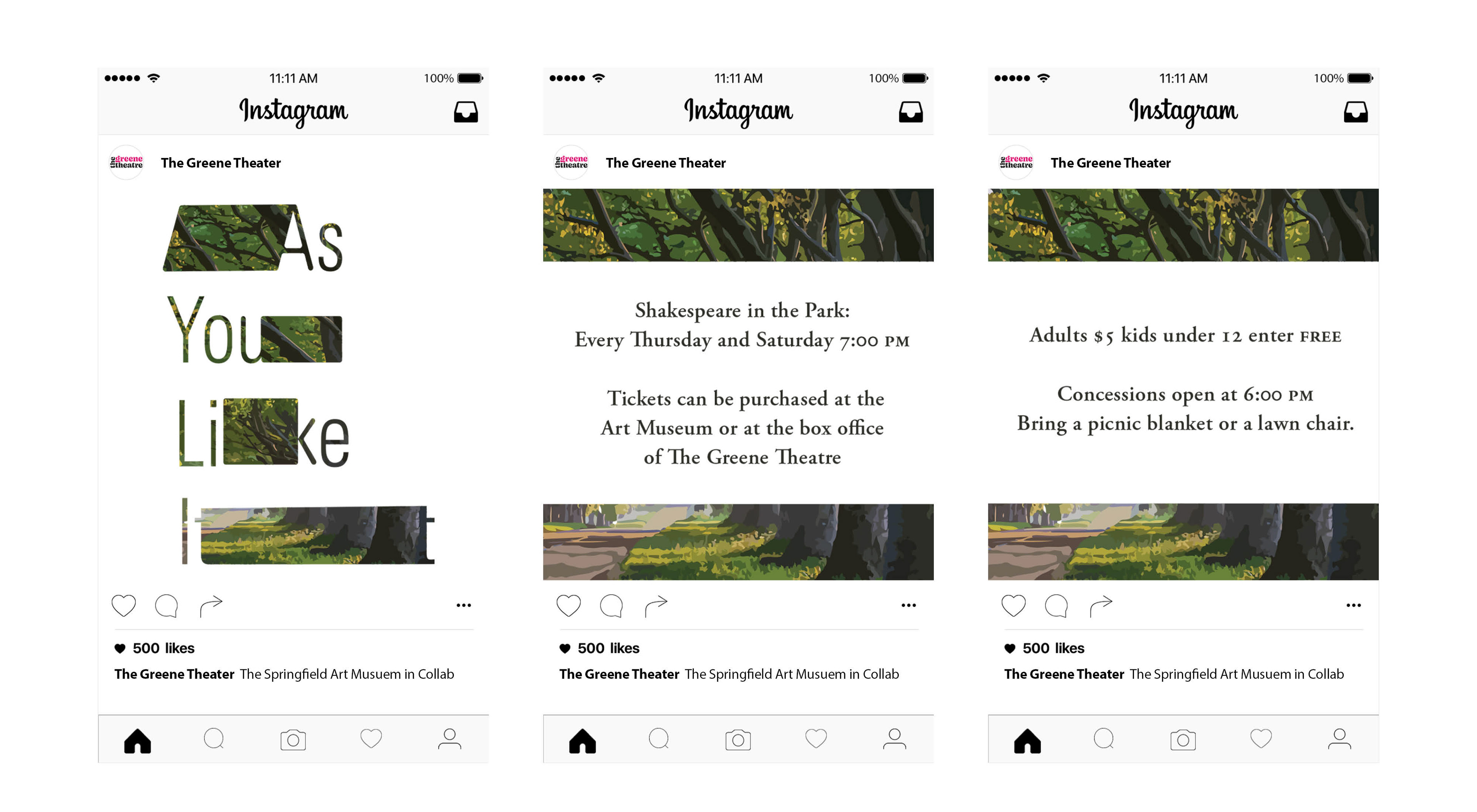 Instagram Carousel Design for "As You Like It"