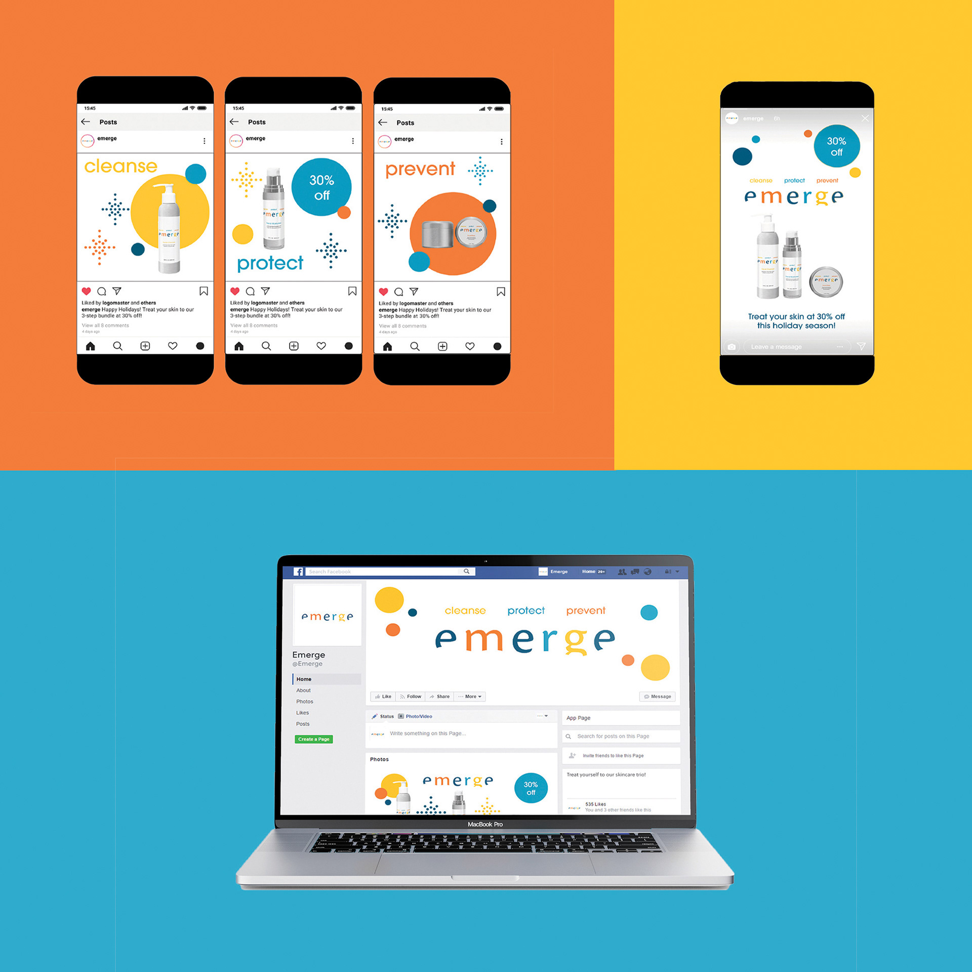 Product Packaging Designs for Gender Neutral Skincare Brand “Emerge”