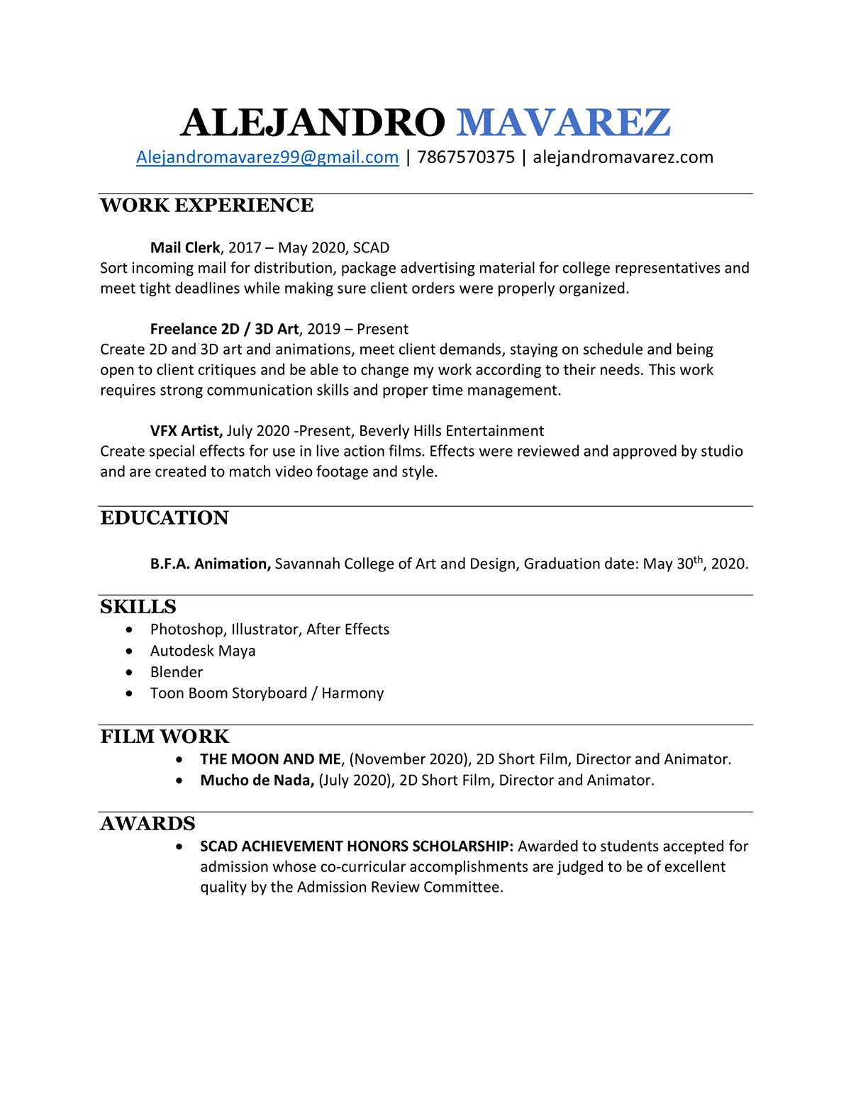 Alejandro Mavarez - Resume