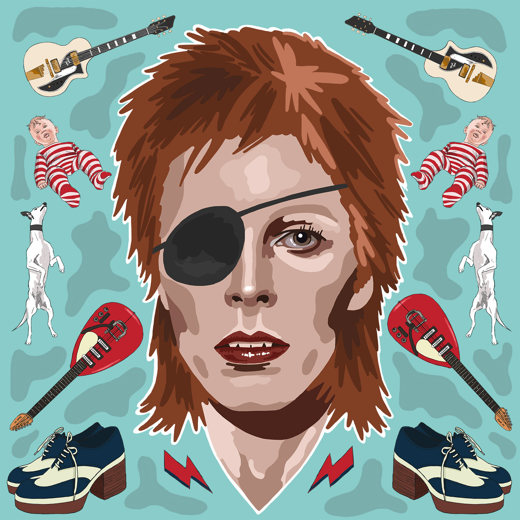 Bowie illustration for jigsaw puzzle
