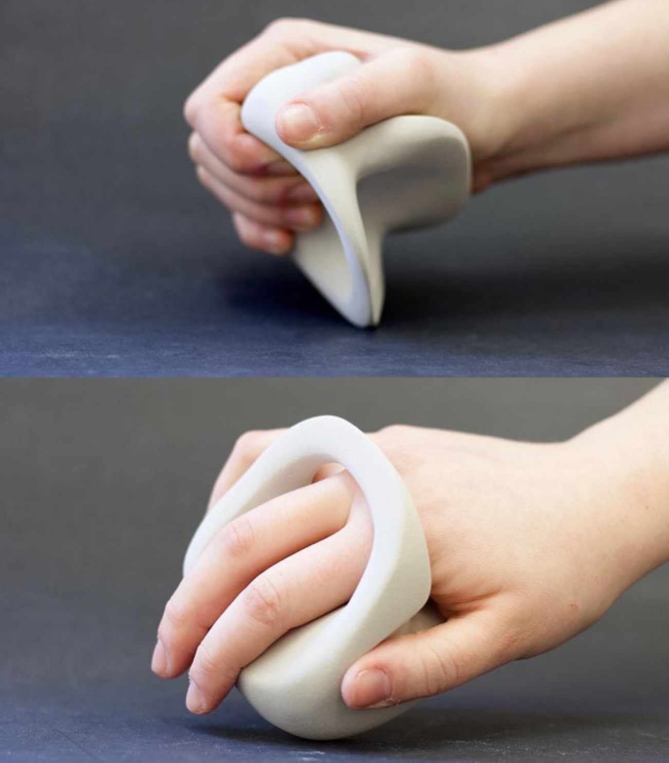 Top: visual model of chopping tool. Bottom: visual model of crushing tool.