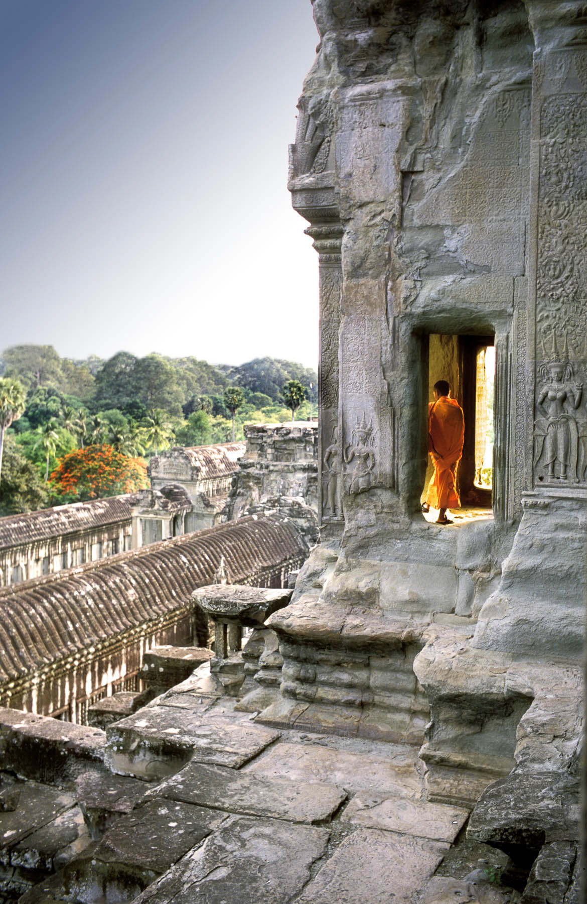 Monk at Angkor Wat Temple, Cambodia 2002