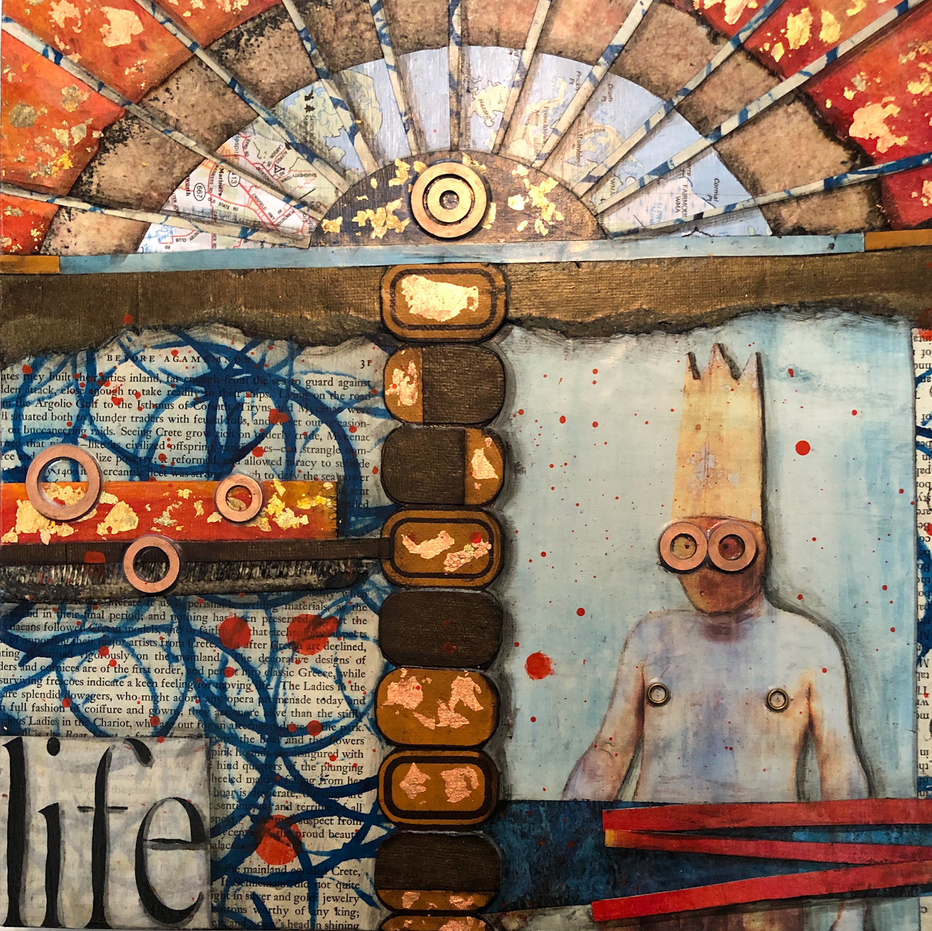 "Looking at Life" :: 12x12 Collage on Cradled Panel