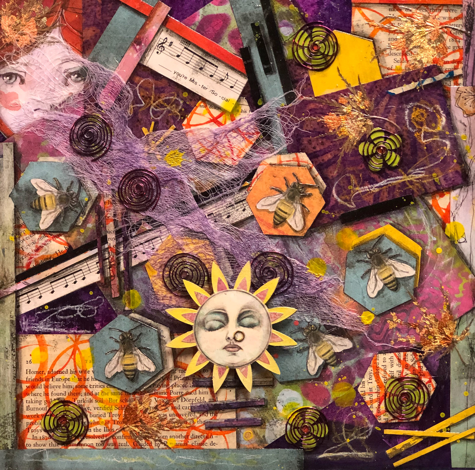 "You're Mister Social" :: 12x12 Collage on Cradled Panel