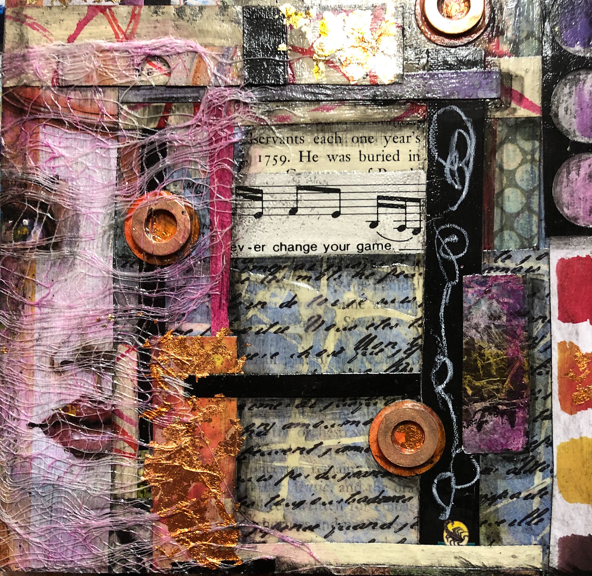 "Ever Change Your Game" :: 6x6 Collage on Cradled Panel