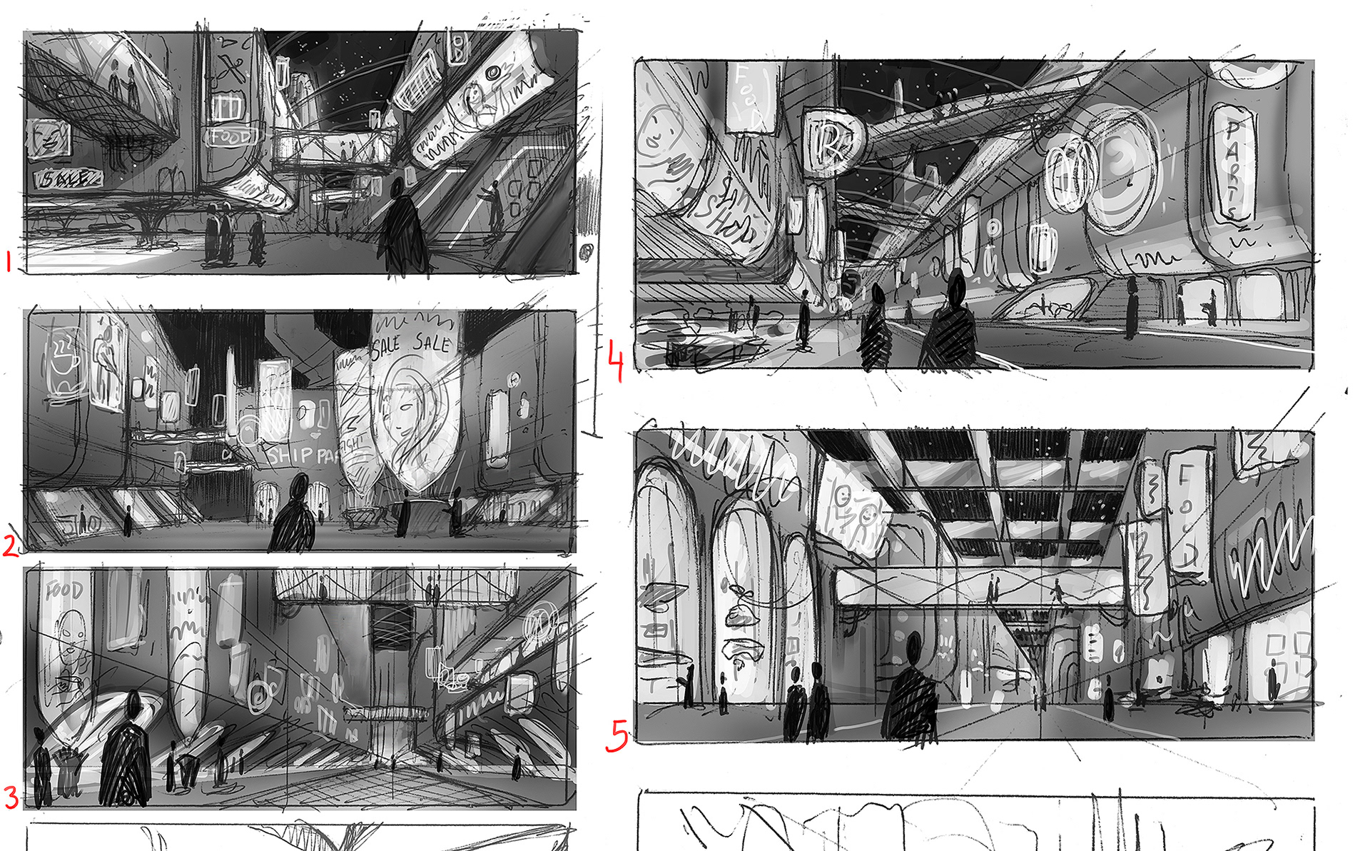 Thumbnails of a mall interior.