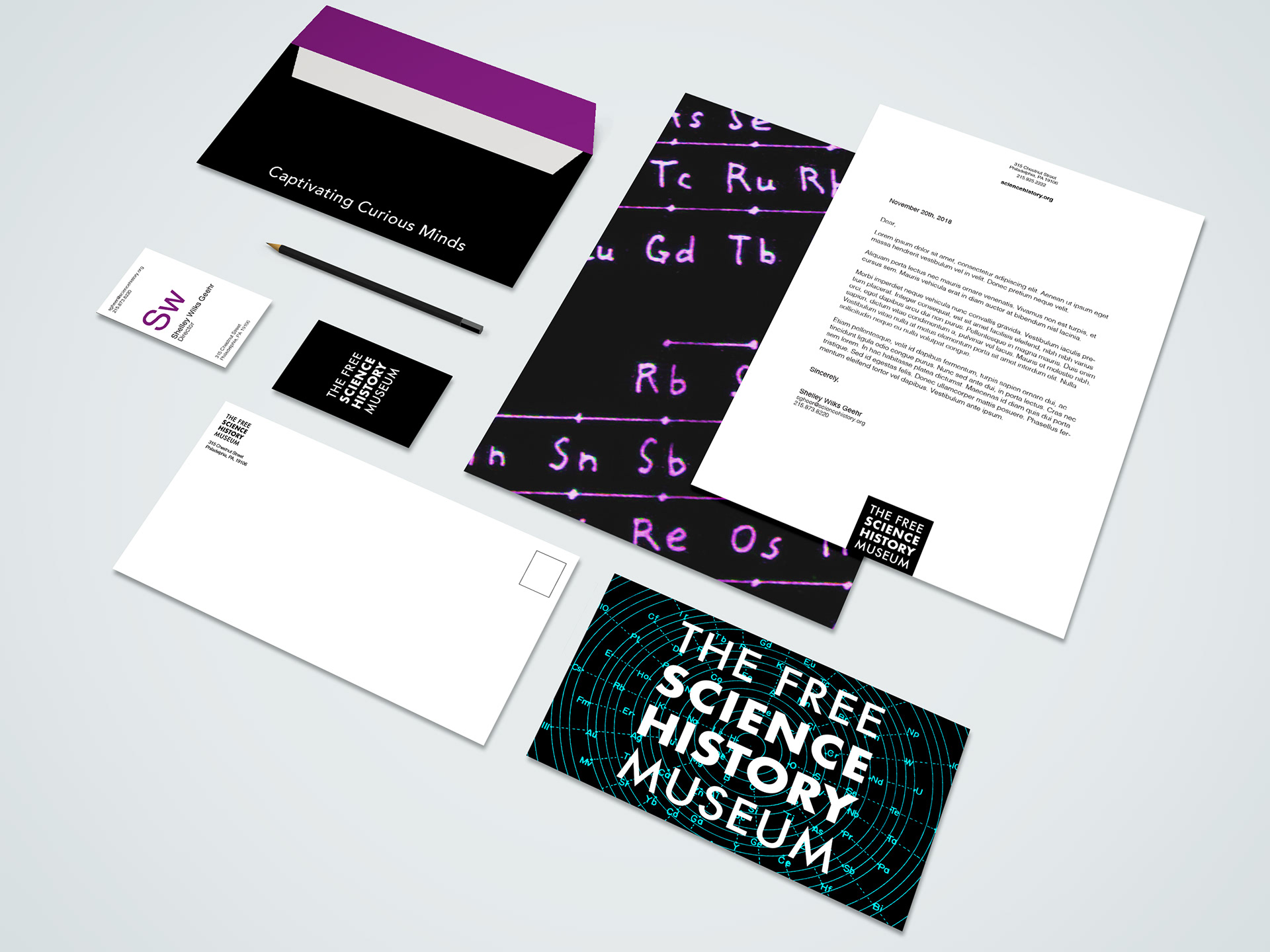 Postcard, Envelope, Business cards, Letterhead front and back