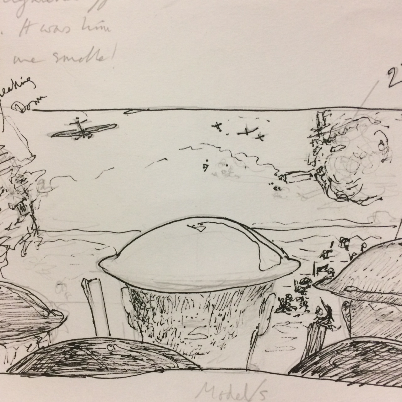 D-Day initial storyboard drawing