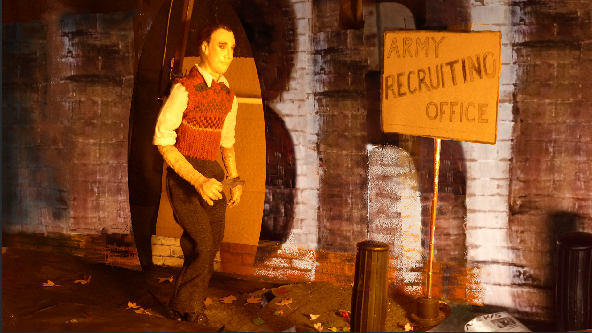 Photoshopping the Hero into the setting of railway arches supported by a rig and magnets