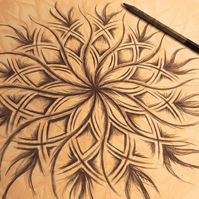 Mandala Drawing - pencil on paper by Kat Queenan-Hart