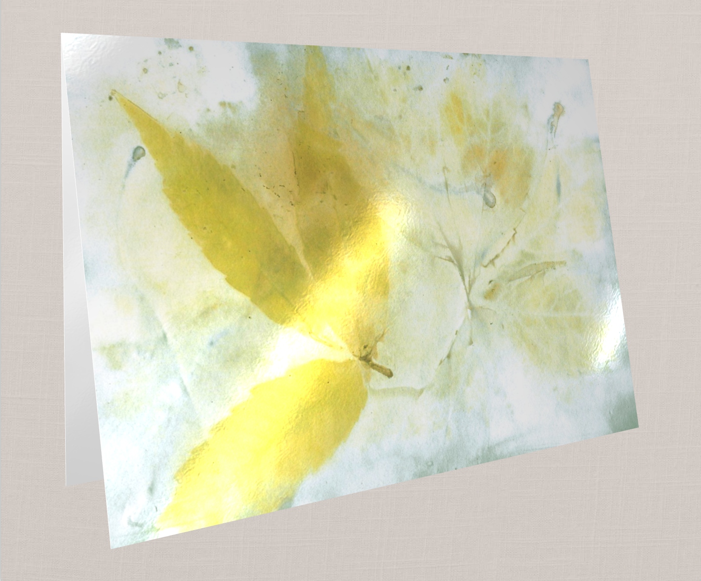 ecoprinted sumac leaves on water paper