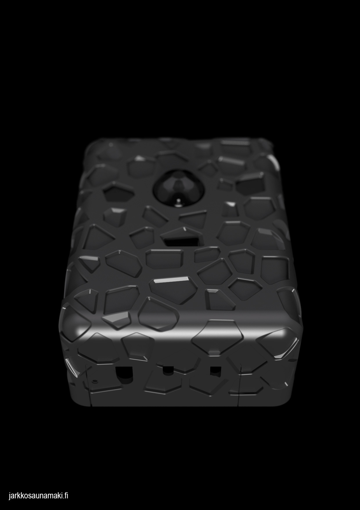 Bottom view with a lid reveals an access to cabling.