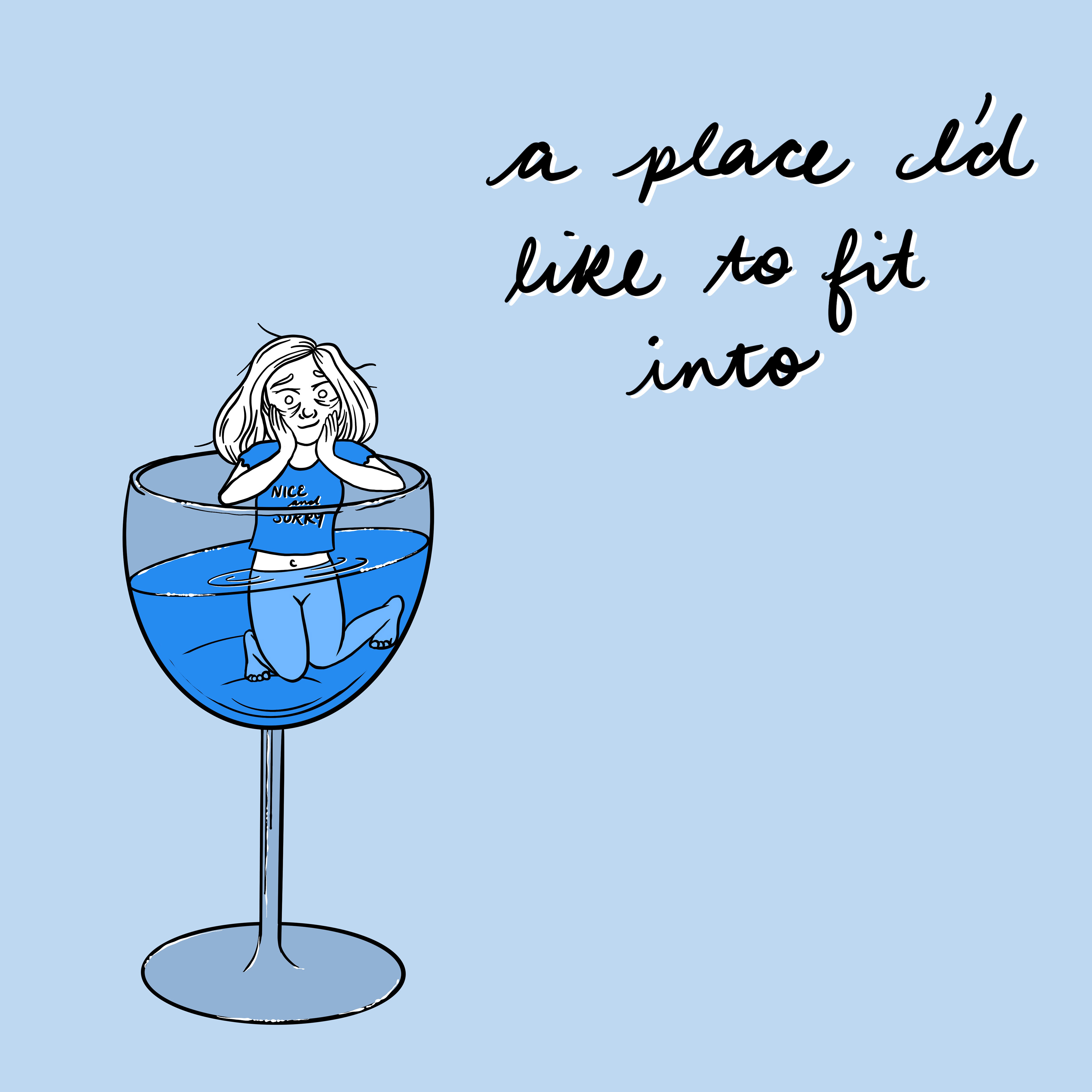 Fitting into a glass of sparkles