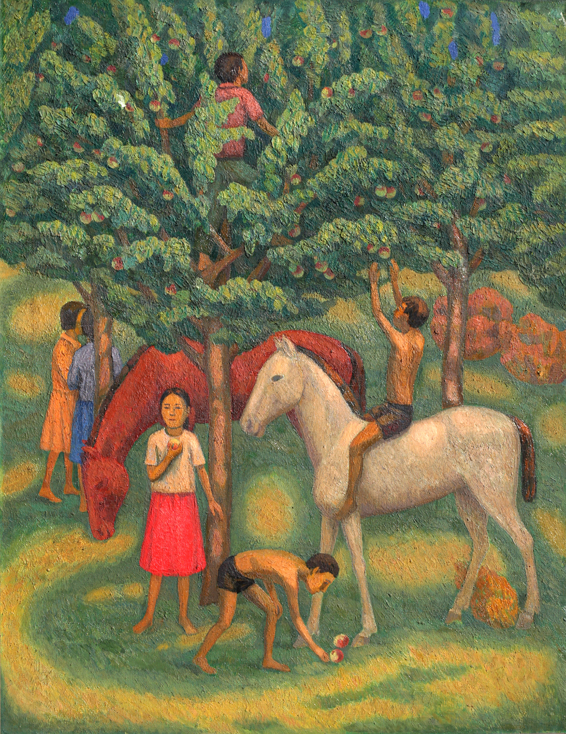 Под яблоней. 1974 г., х.м., 130x100