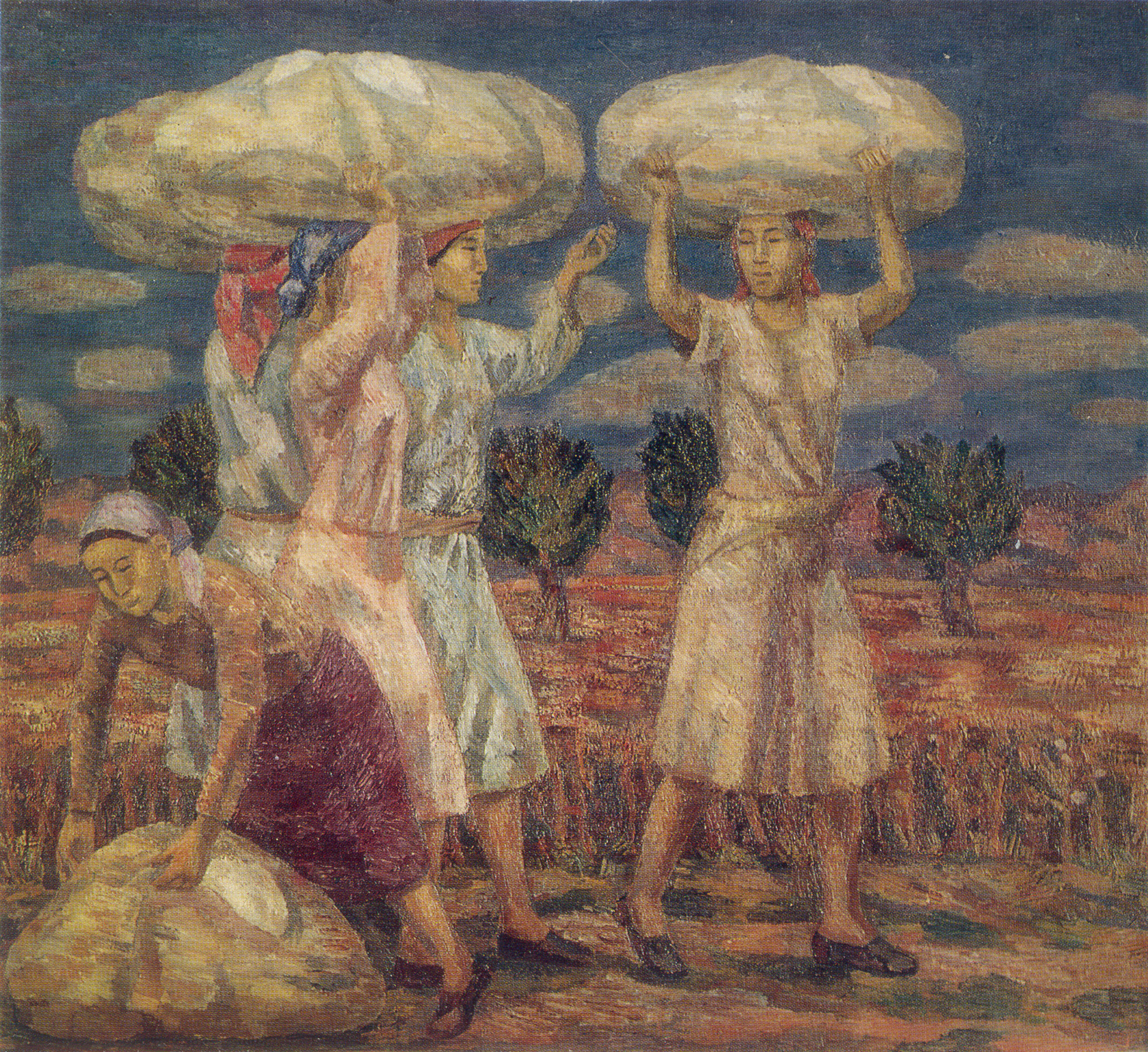Несущие хлопок. 1975 г., х.м., 104x120.