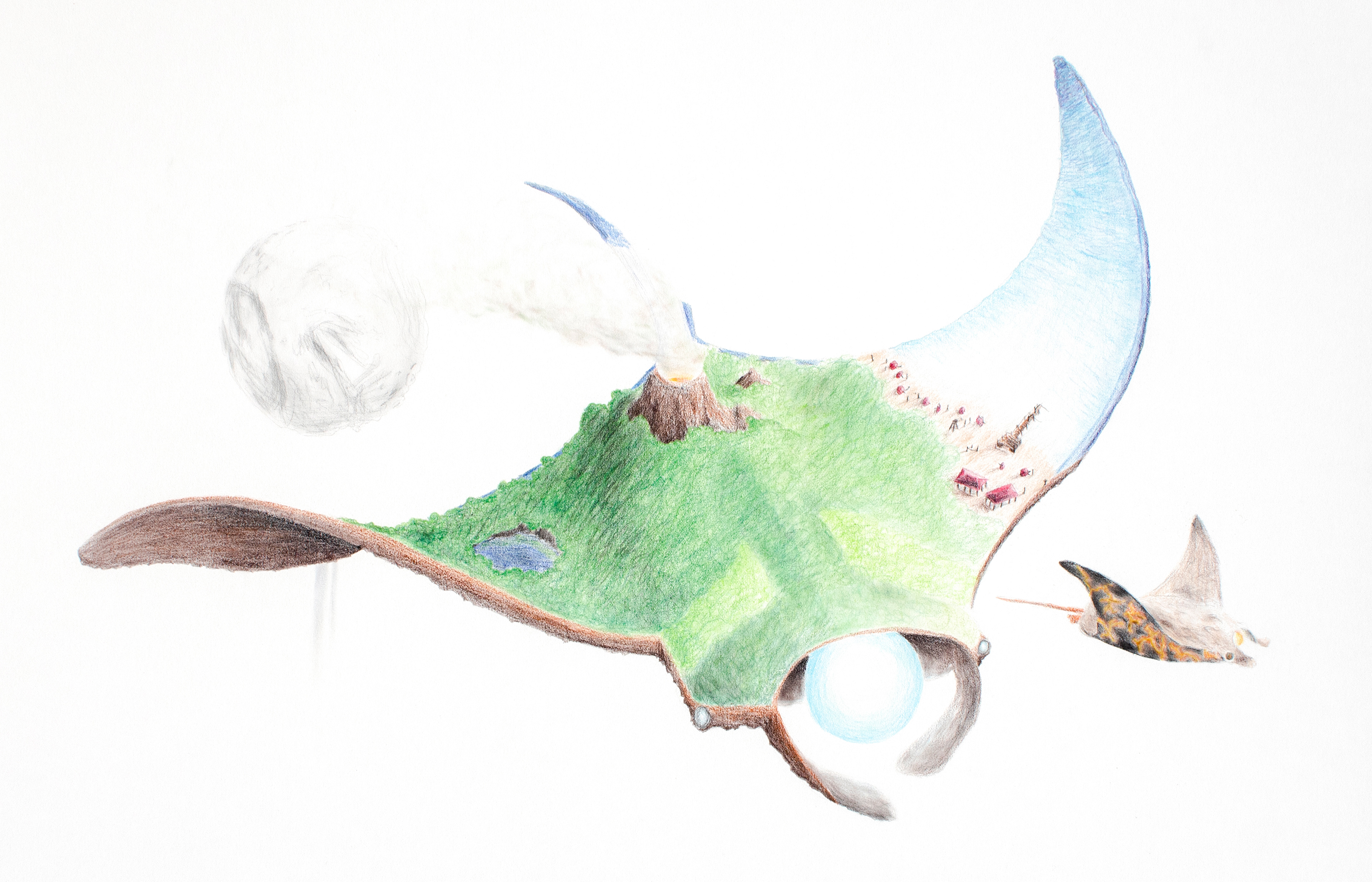 Flying Lands, Colored Pencils