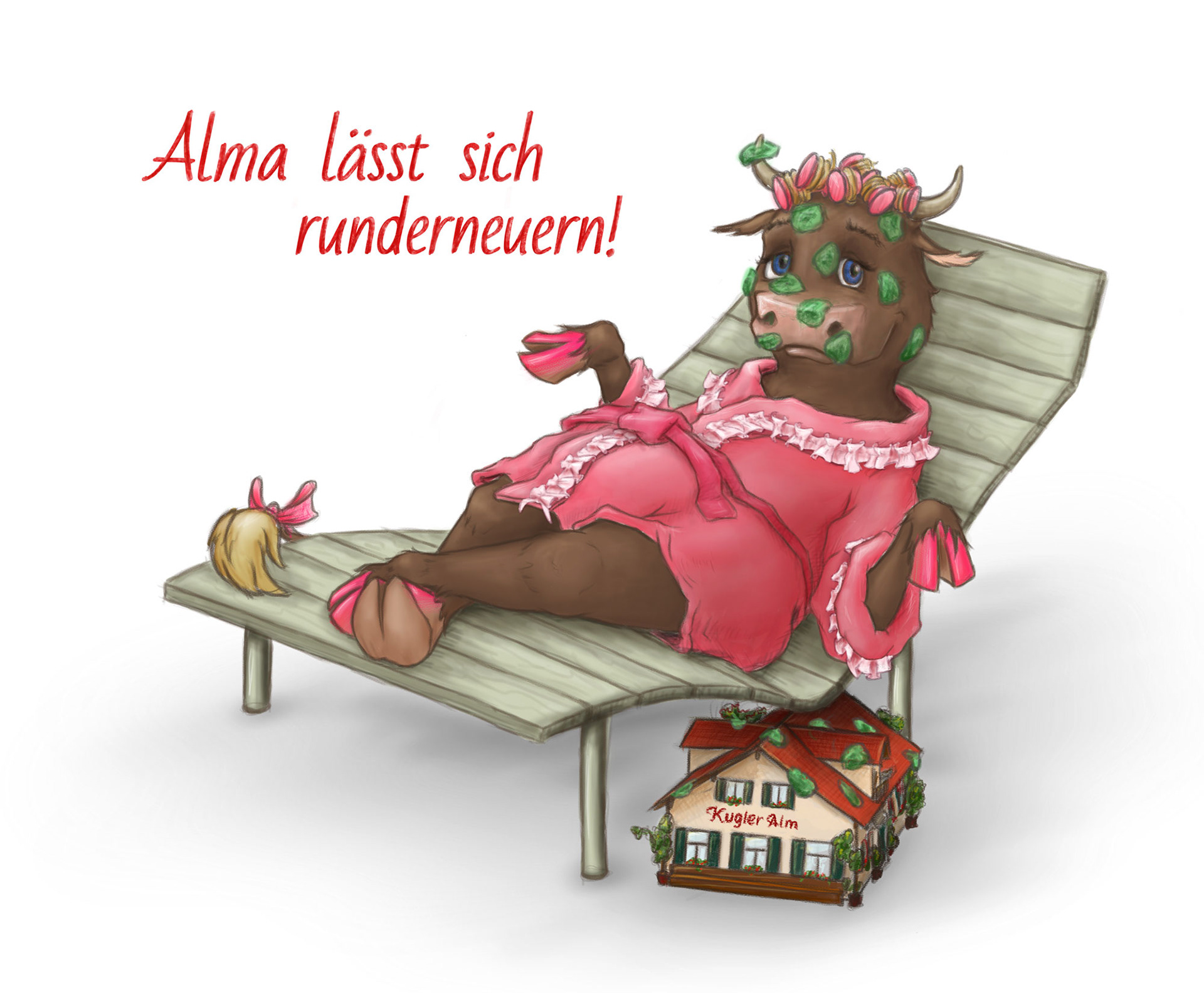 advertising illustration: Alma enjoys the wellness-oasis