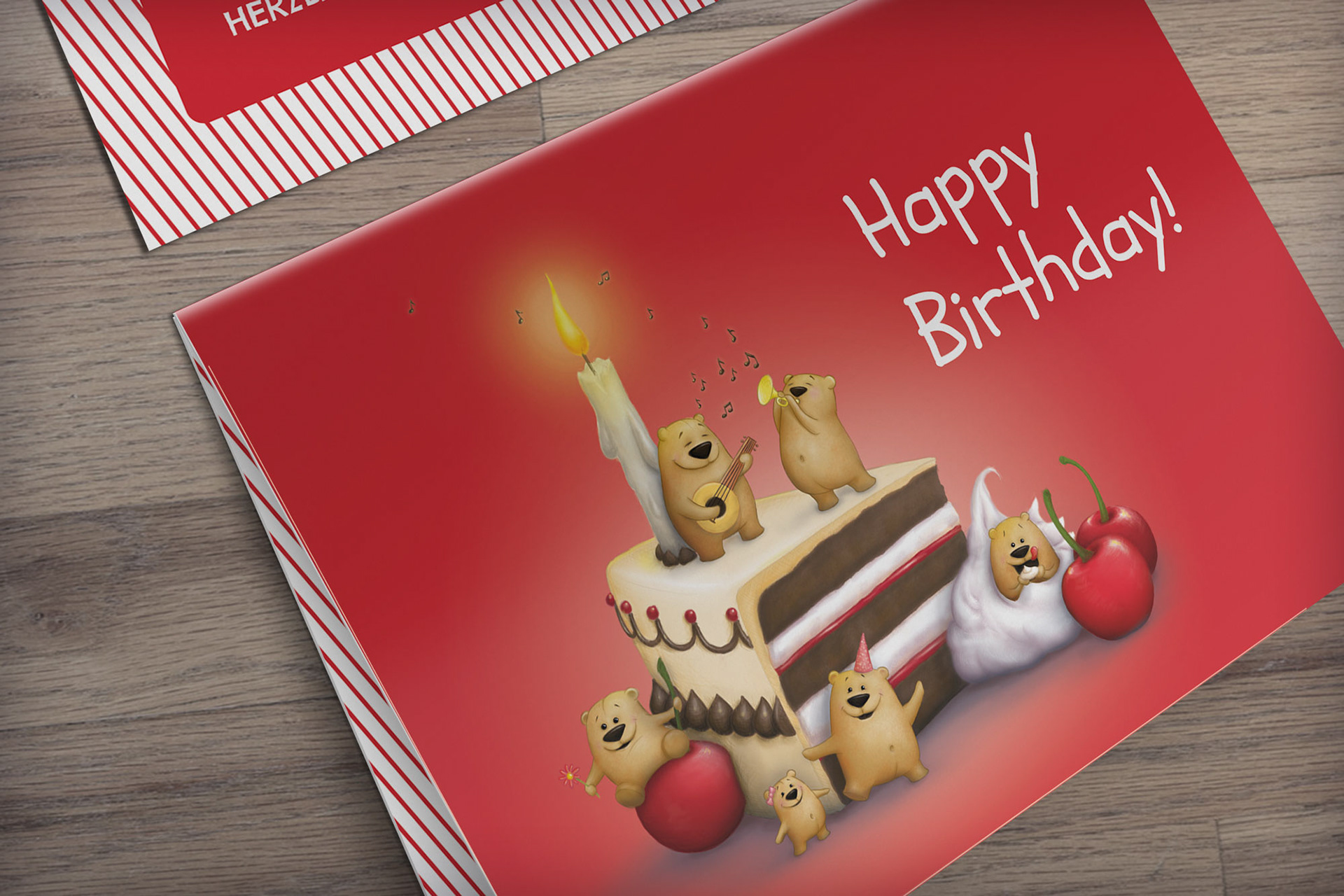 Childrens' birthday card: party bears