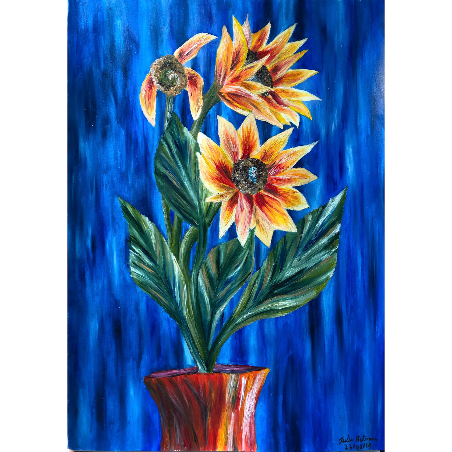 Sunflowers inspired by Van Gogh Oil on Paper 2018