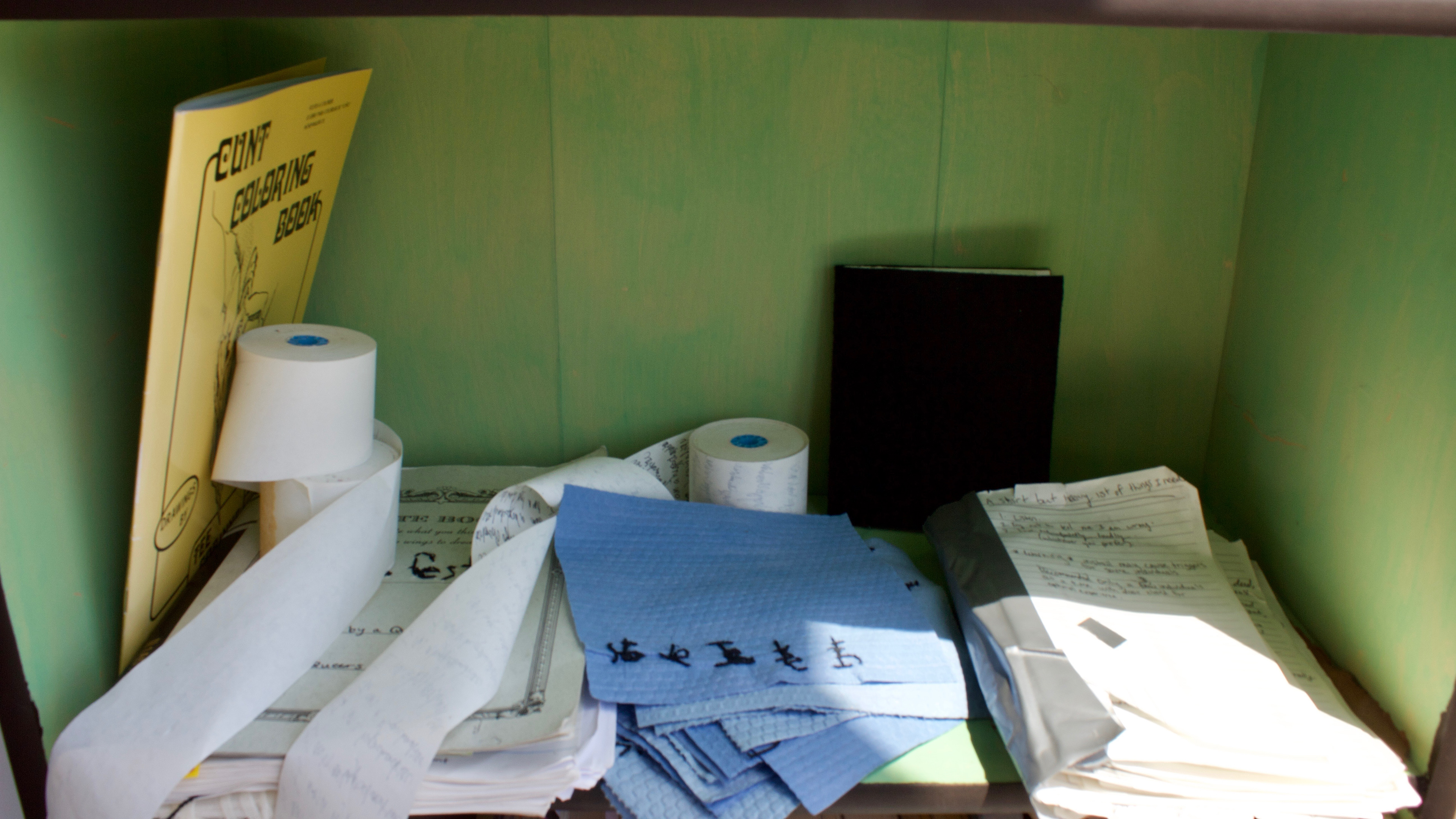 Collection of handmade books meditating on the artist's history with trauma and expectations.