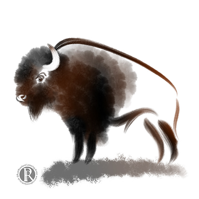 Bold Buffalo . American Bison Illustration