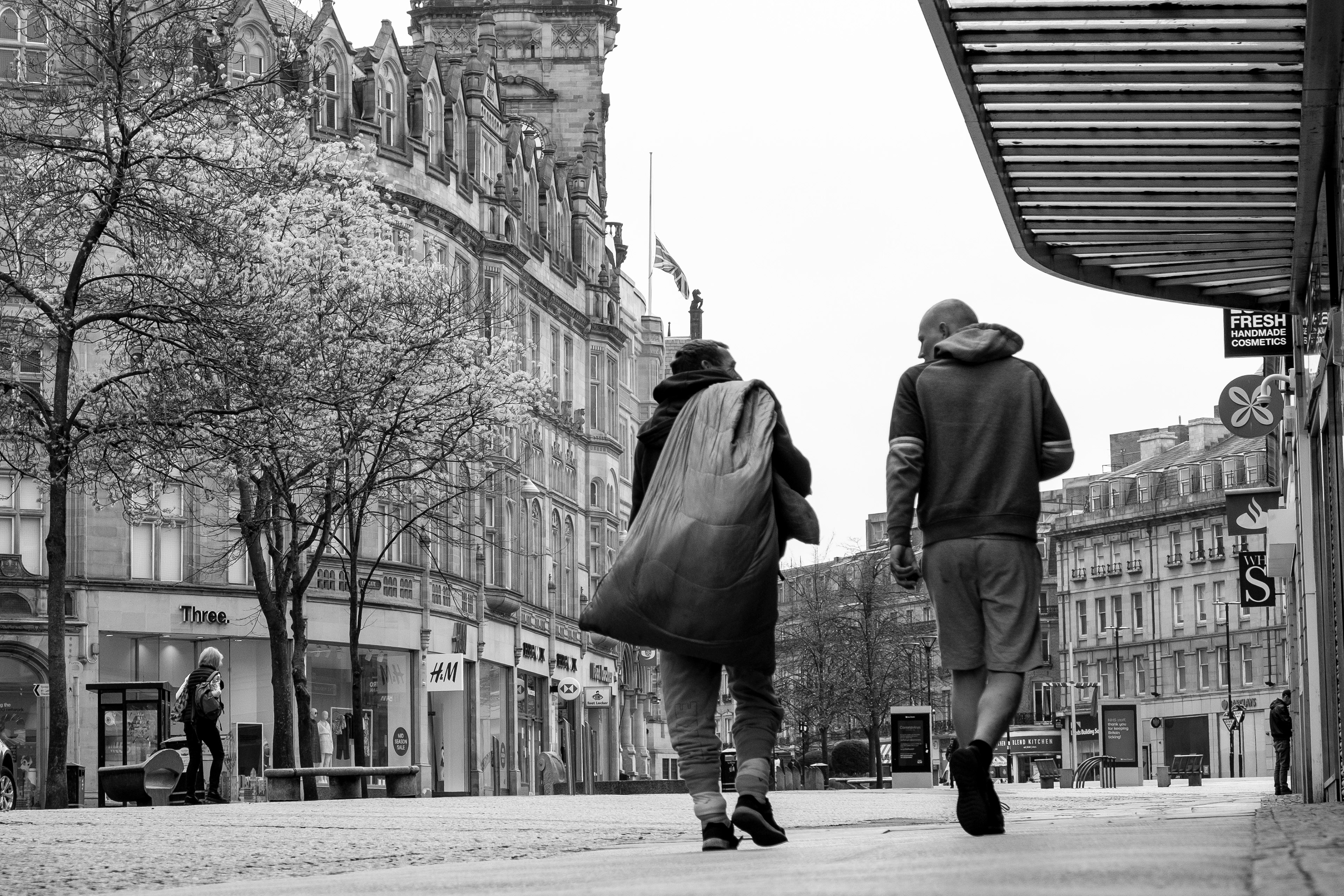 Day 15 of Lockdown- Empty streets of Sheffield except for two rough sleepers