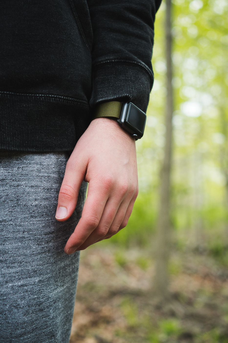 Leather Monowear Apple Watch band in nature