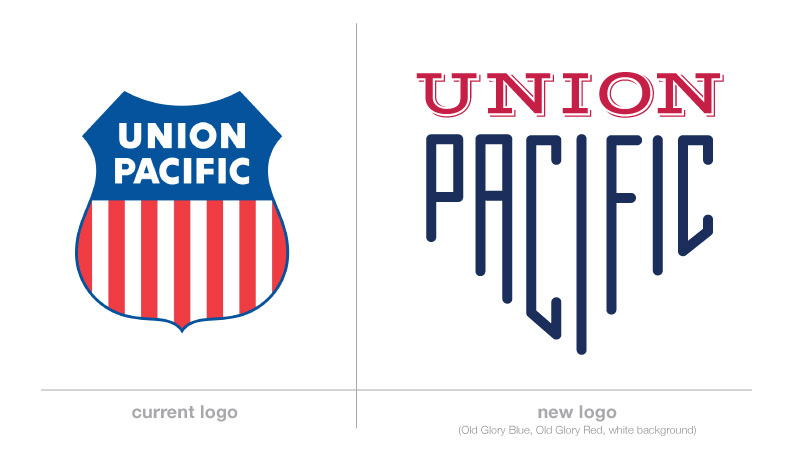 Comparison of current logo with redesign