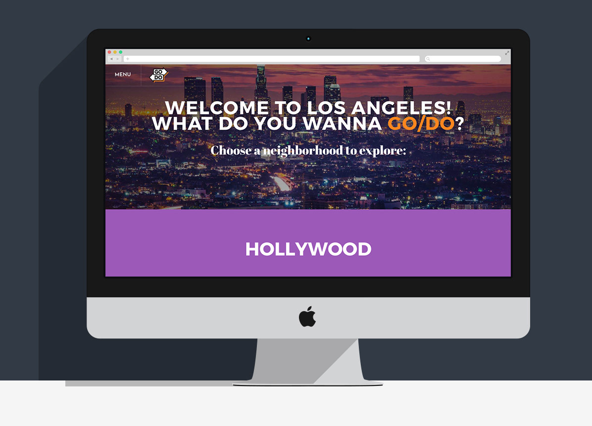 Mockup of the GO/DO website landing page in desktop view