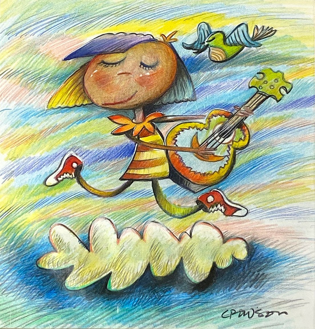 "Sky Girl" Pastel on paper