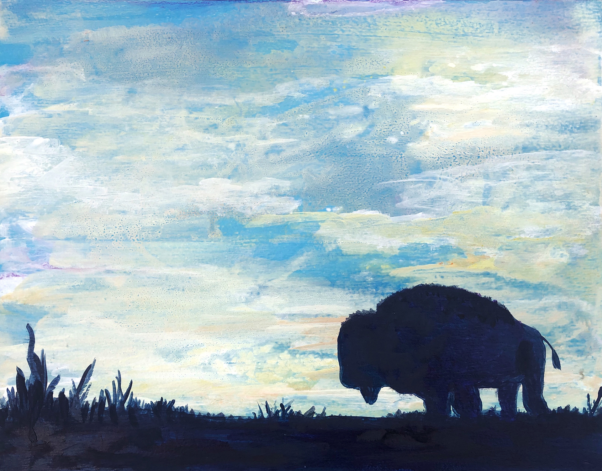"Bison," Acrylic & Ink