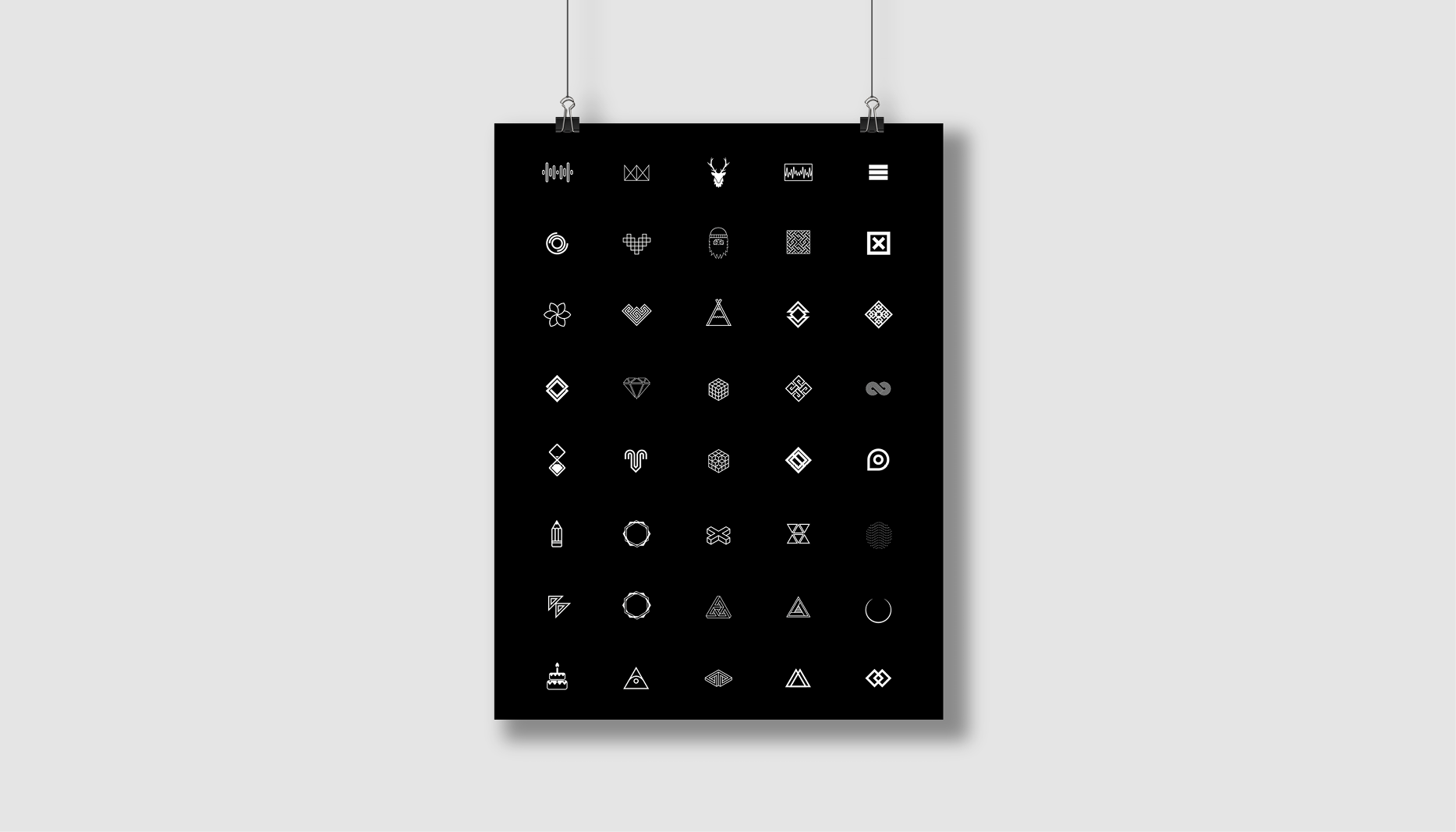 Poster hanging containing multiple marks
