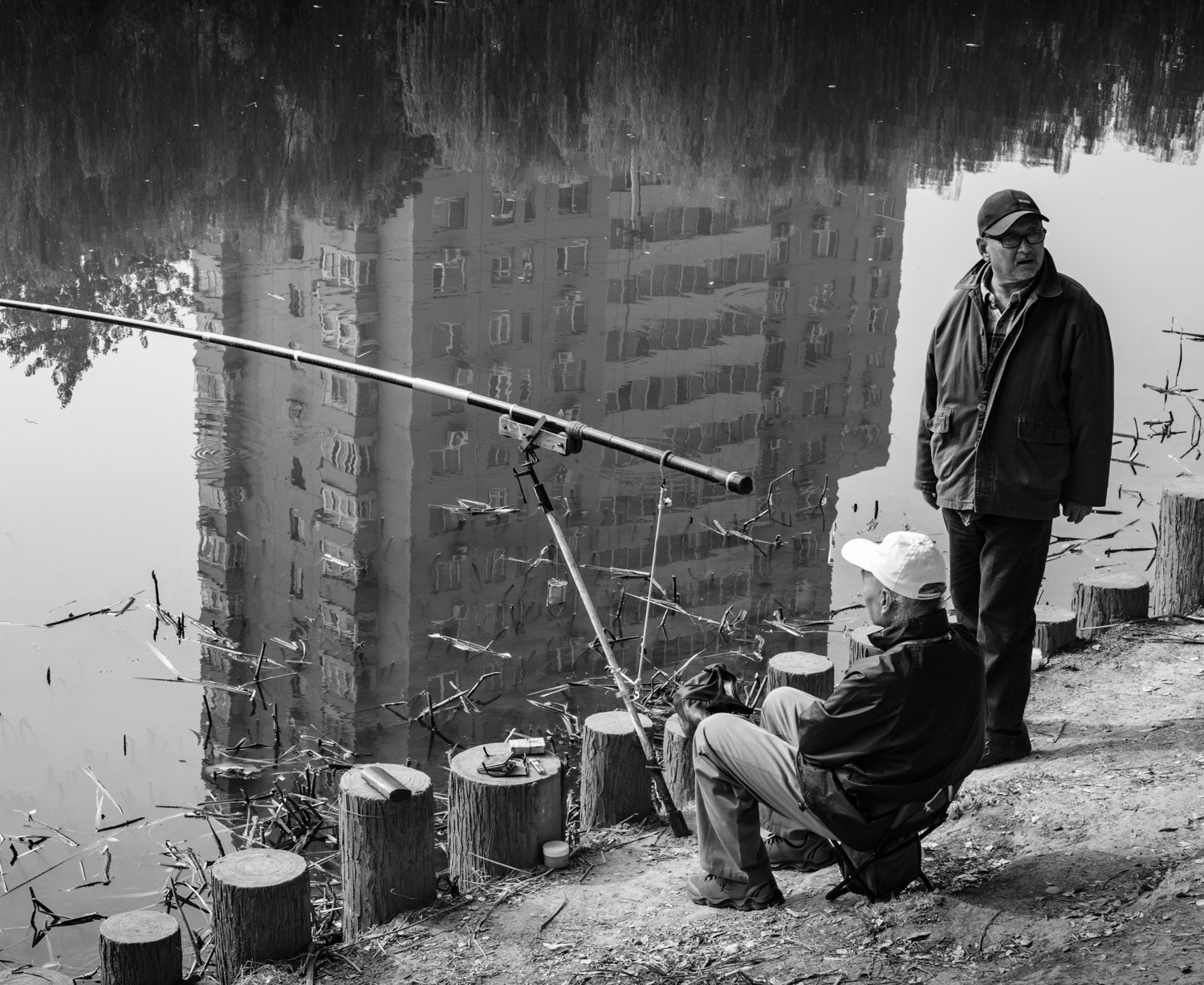 Fishermen, Liangma River, Beijing