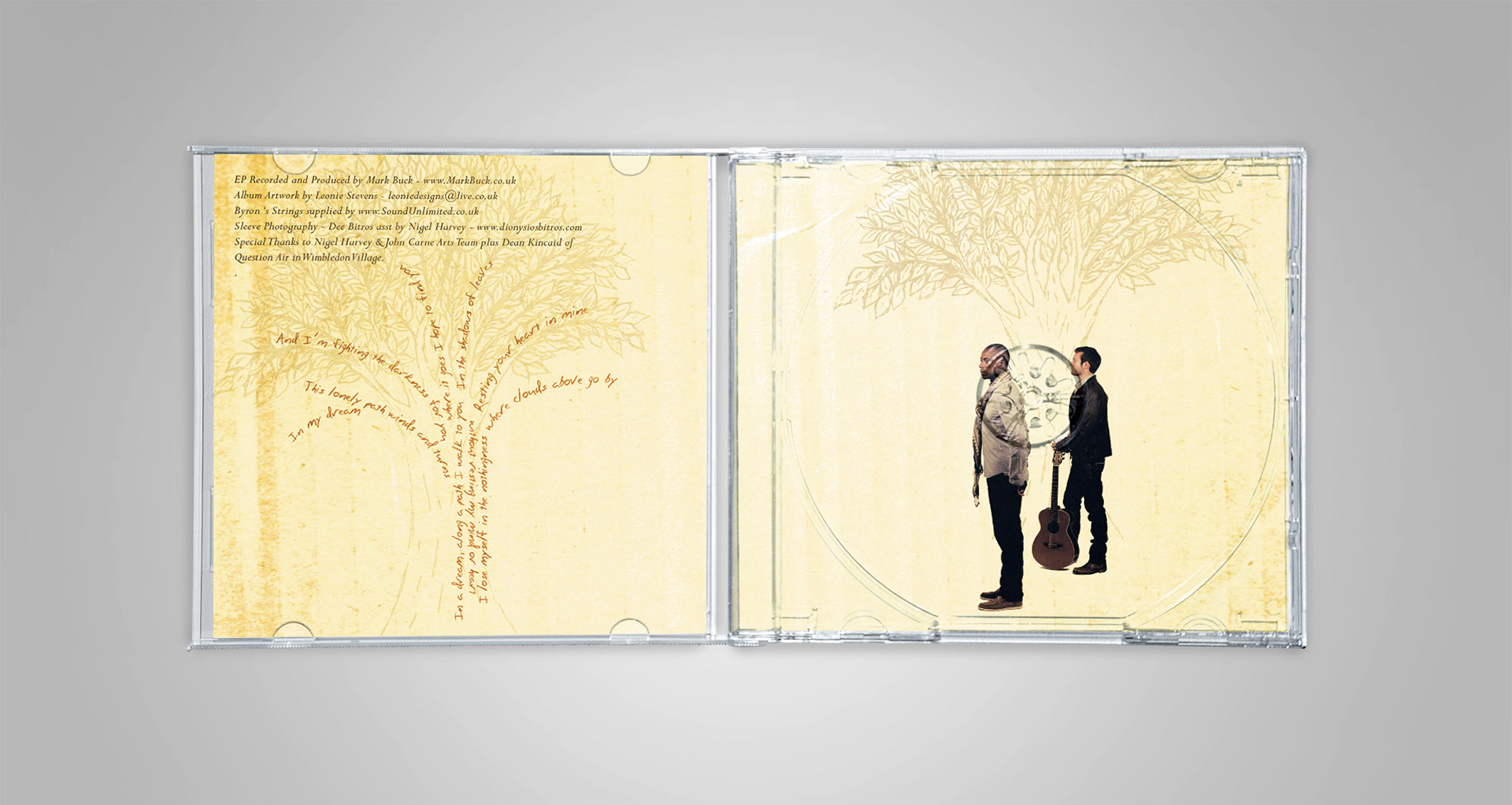 In the shadow of leaves album case open