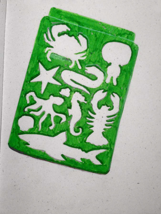 sea animal "stencil" form in plastic. 11.03.2016.