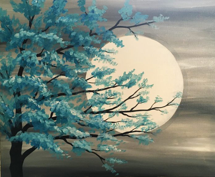 Teal Tree in Moonlight
