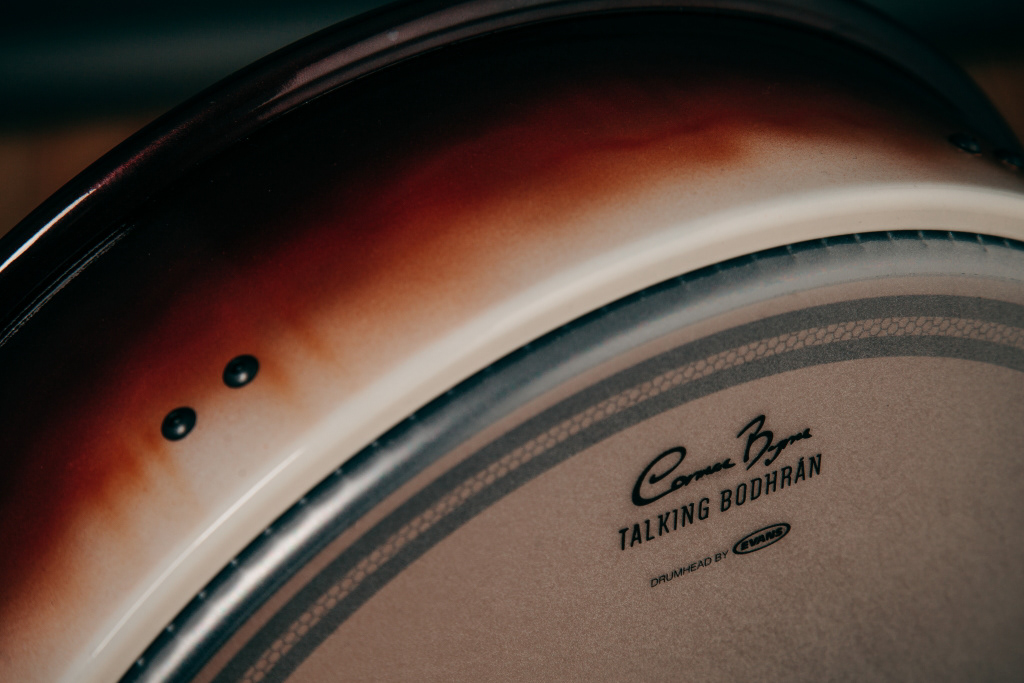 'Talking Bodhran' branding on drum skin