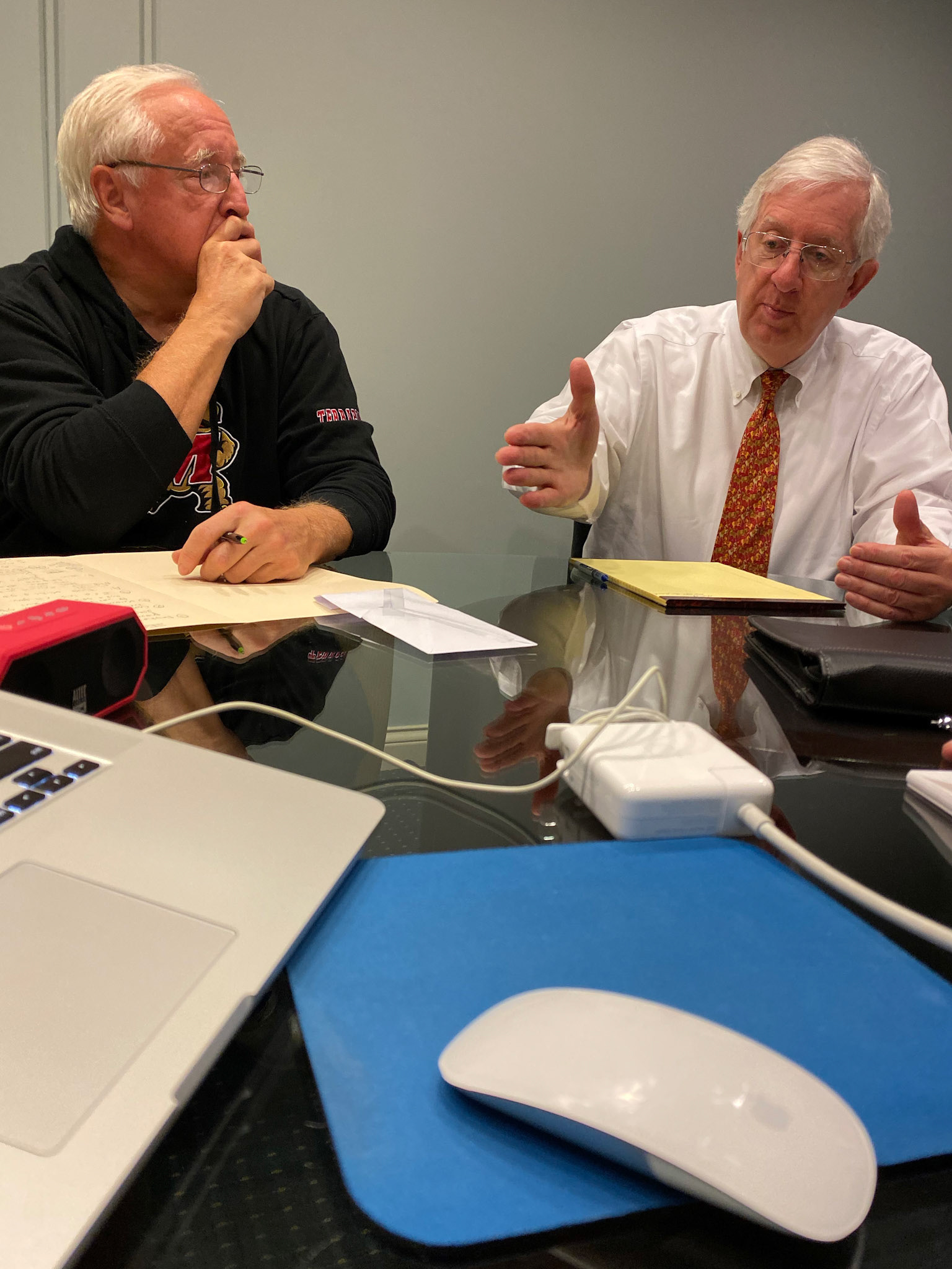 Jeff Skora and David Lambertus preparing for trial